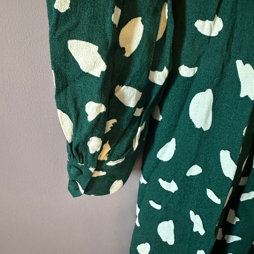 Reformation Women’s Creed Midi Dress Green White Abstract Dot Print Size 8 - Picture 8 of 12
